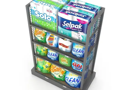 cleaning product market stand 02  Low-poly 3D model