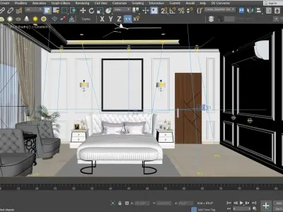 Luxury Bedroom Interior Photorealistic scene in 3Ds max Vray 5 3D model