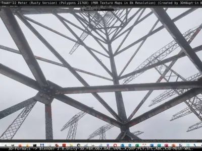 Transmission Tower 22 Meter Rusty Version Low-poly 3D model