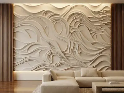 modern panel wall decor set relief stl mural CNC 182 3D model