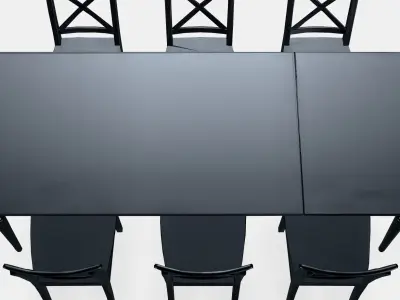 INGATORP - INGOLF table and 6 chairs Low-poly 3D model