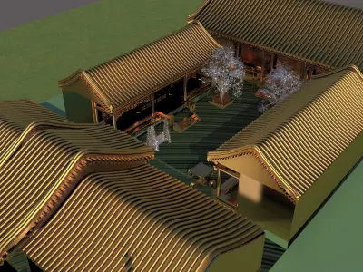 Chinese ancient courtyard house 3D model