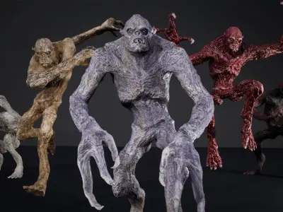 Mummy-zombie ghoul low-poly game engine ready 3D model Low-poly 3D model