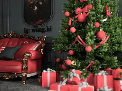 3d model of Christmas decorated housing 3D print model