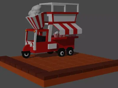 Popcorn Vendor Car Low-poly 3D model