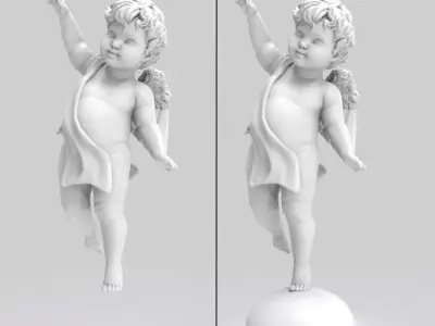 Dancing little angel with base without base 3D print model