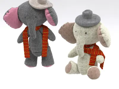 Plush elephant toy 3D model