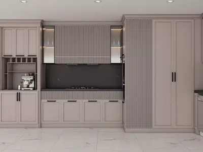 Neoclassical Kitchen Cabinet   High Quality PBR  FBX OBJ  UV  Low-poly 3D model