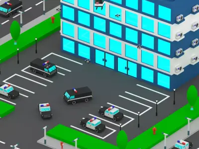 Cartoon Police Station Package 3D model