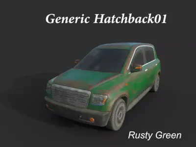 Generic  Hatchback 01 Rusty Green Low-poly 3D model