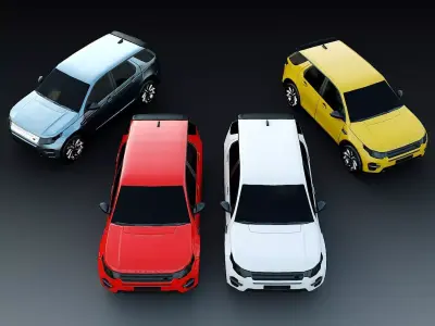 Low poly car four colors Low-poly 3D model