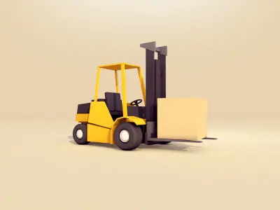 Cartoon Low Poly Forklift Low-poly 3D model