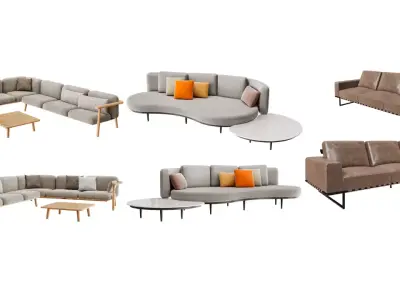 modern sofa collection  Low-poly 3D model