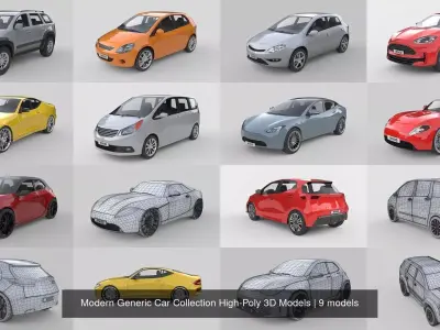 Modern Generic Car Collection High-Poly 3D Models