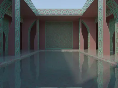 Moroccan-style infinity pool palace 3D model