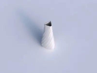 Vase puffy tipped triangle with twisted bands 3D print model