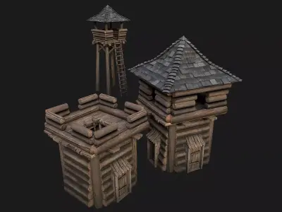 Medieval Towers Pack Low-poly 3D model