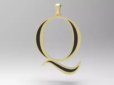 Alphabet Latin Q 3D print model