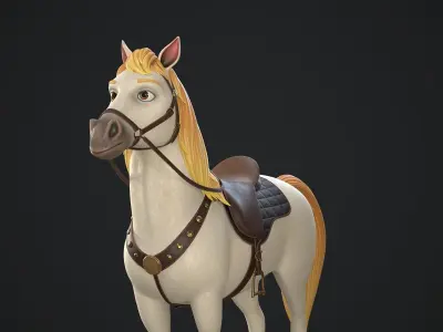 Stylized Cartoon Horse Low-poly 3D model