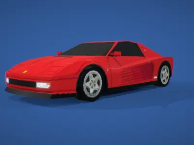 Ferrari Testarossa PS1 Style Low-poly 3D model