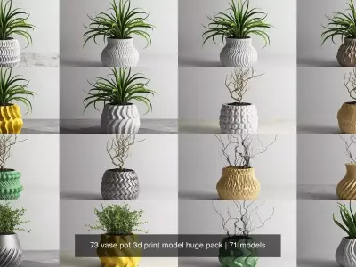 73 vase pot 3d print model huge pack 3D Model Collection