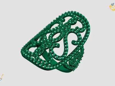 Vintage Womens Diamond Ring Women Rings 3dmodels 3D print model 3D print model 5