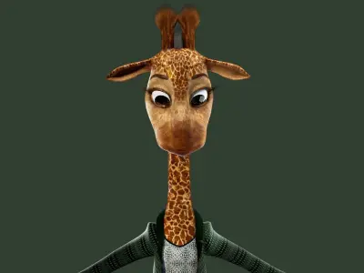 Cartoon Giraffe Rigged 3D model