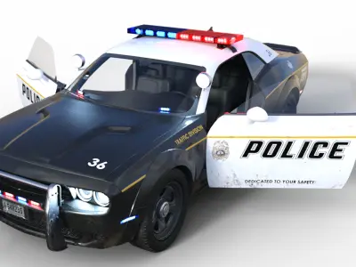 3 Police Car - Rigged 3D model