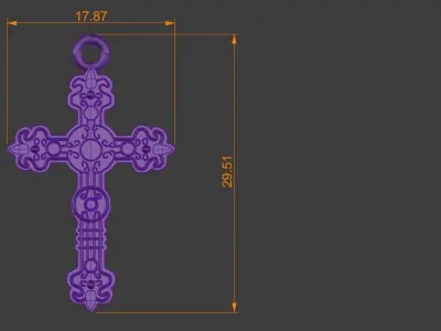 Ornamental Cross Pendant Gold Silver Platinum Luxury Jewelry 3D print model
