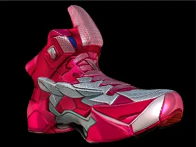 Anime RED sneakers Low-poly 3D model