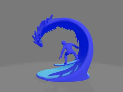 Surfer on Frozen Wave Sculpture 3D print model