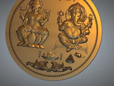 LAXMI AND GANESH JI COIN  3D print model