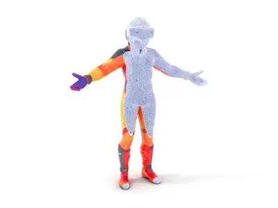 Bright Racing Suit Character Model Rigged and Animated Low-poly 3D model