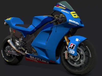 Suzuki Racing Bike Low-poly 3D model