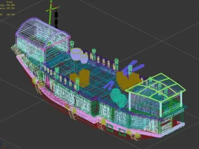 Game Traffic - Large wooden boat 2703 3D model