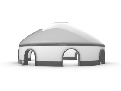 Dome Pavilion with Solid Dome with Top Opening v1 3D model