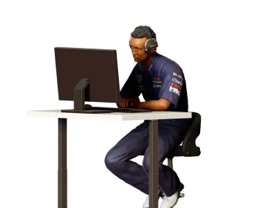 N2 Race team engineer with chair and desk 3D print model
