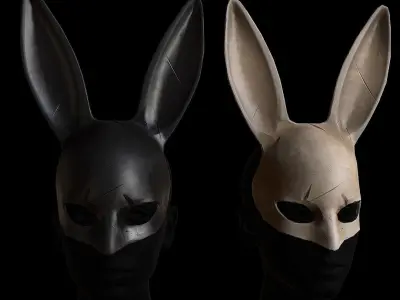 Stylized Bunny Mask Low-poly 3D model