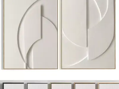 Plaster Two Photo Frame 256 Low-poly 3D model