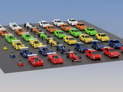 Low Poly Racing Car Pack Low-poly 3D model