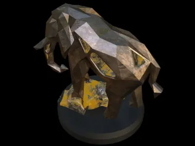 Steampunk Elephant Rock Low-poly 3D model