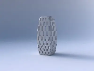 Vase rectangle with checker grid lattice 3D print model