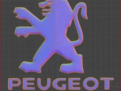 Peugeot Car Badge Low-poly 3D model