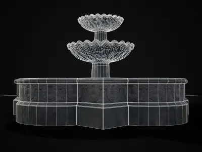 Quatrefoil Multi Level Fountain Low-poly 3D model