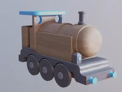 WOODEN TRAIN TOYS BUNDLE - RogueFilmProductions Low-poly 3D model