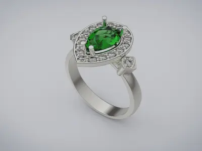 Emerald ring 3D print model 4