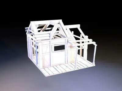 Destroyed Hut Low-poly 3D model