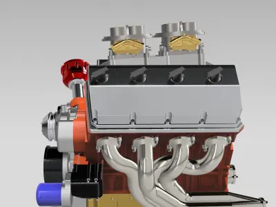 Vintage HEMI Twin Carb Street Engine 3D print model