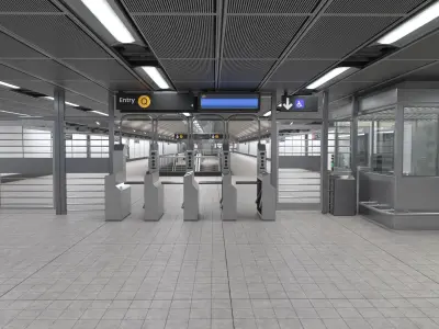 Subway station with car Low-poly 3D model