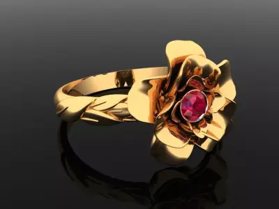 Women Ring 12 light weight single diamond women flower ring 3D print model